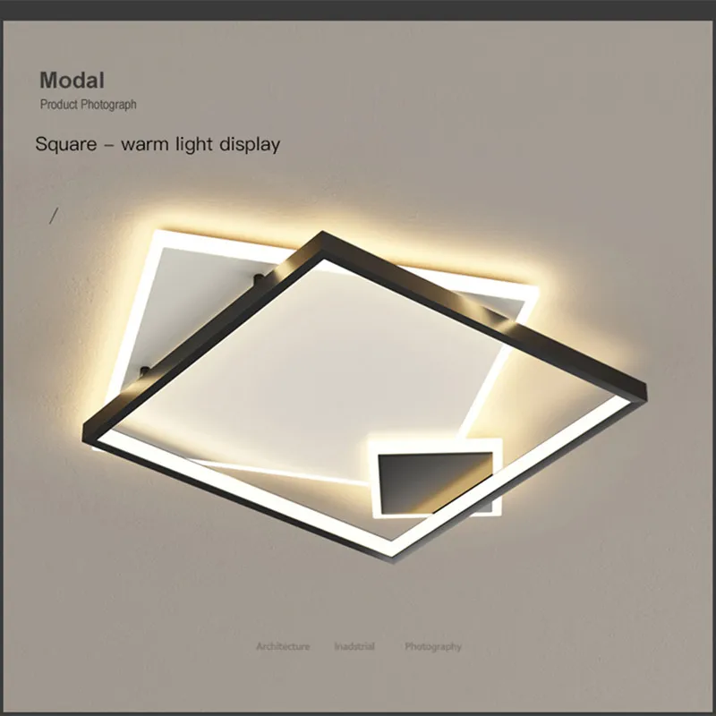 

Modern Led Ceiling Lamp Rectangle Design Chandelier For Living Room Bedroom Dining Room Lounge Nordic Style Remote Control Light