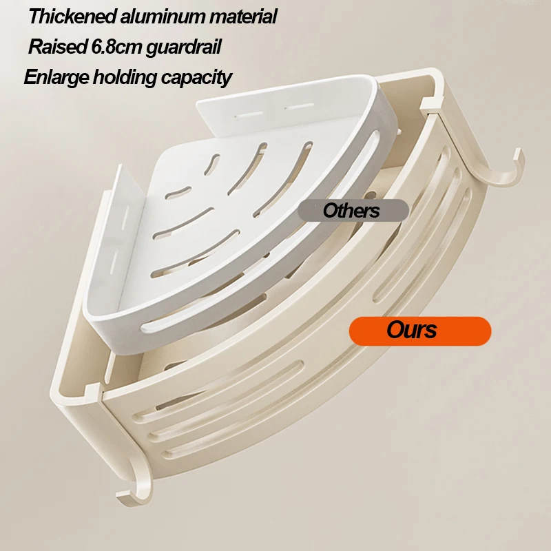 No-Drill Double Layer Bathroom Shelf - Metal Corner Rack for Shampoo and Toiletries