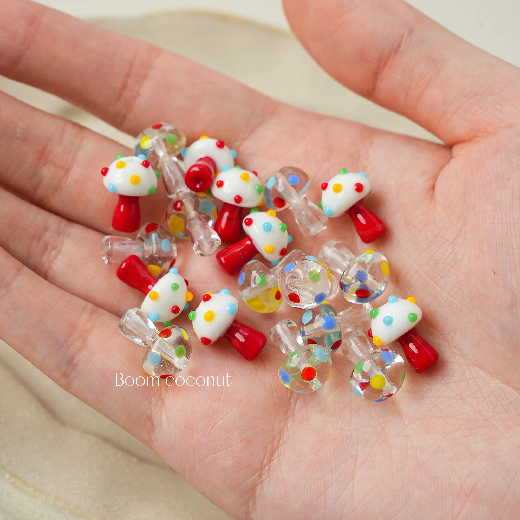 10pcs 수제 유리 버섯 비즈 DIY 구슬 소재 귀걸이 웨이브 포인트와 수제 팔찌 액세서리