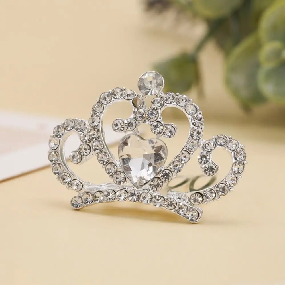 Flower Crystal Crown Hair Comb Hollow Love Heart Children Tiara Headband Wedding Jewelry Hair Styling Accessories 3