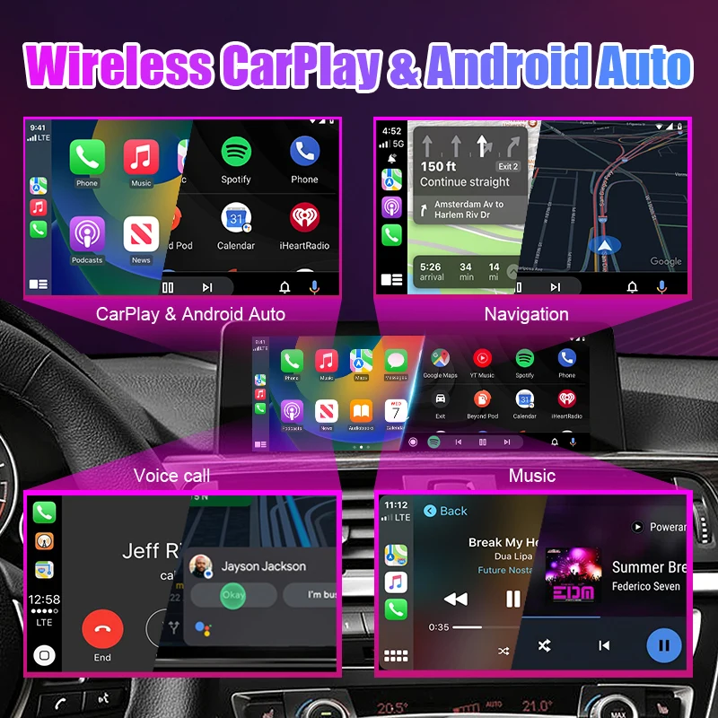 For BMW  1 2 3 4 5 7 Series E70 F10 X1 X3 F25 F26 F48 MINI X4 X5 X6 F56 F15 2005-2020 Wireless CarPlay Android Auto  Navi