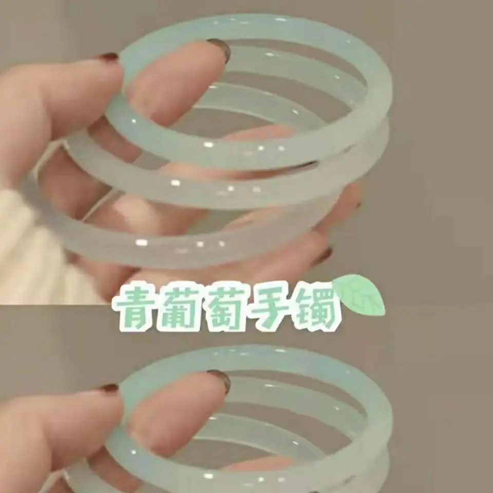 

6MM Ultra Fine Natural Light Blue Jade Chalcedony Bracelet Fashion Young Girl Handheld Bangle Boutique Women's Perfect Jewelry