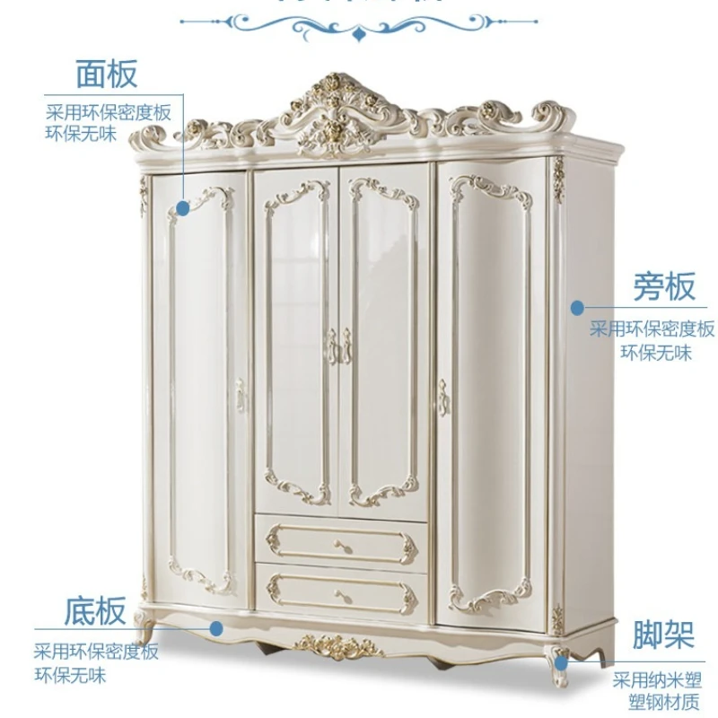 LYN bedroom solid wood pearlescent baking paint bedroom custom gold-painted wardrobe corner