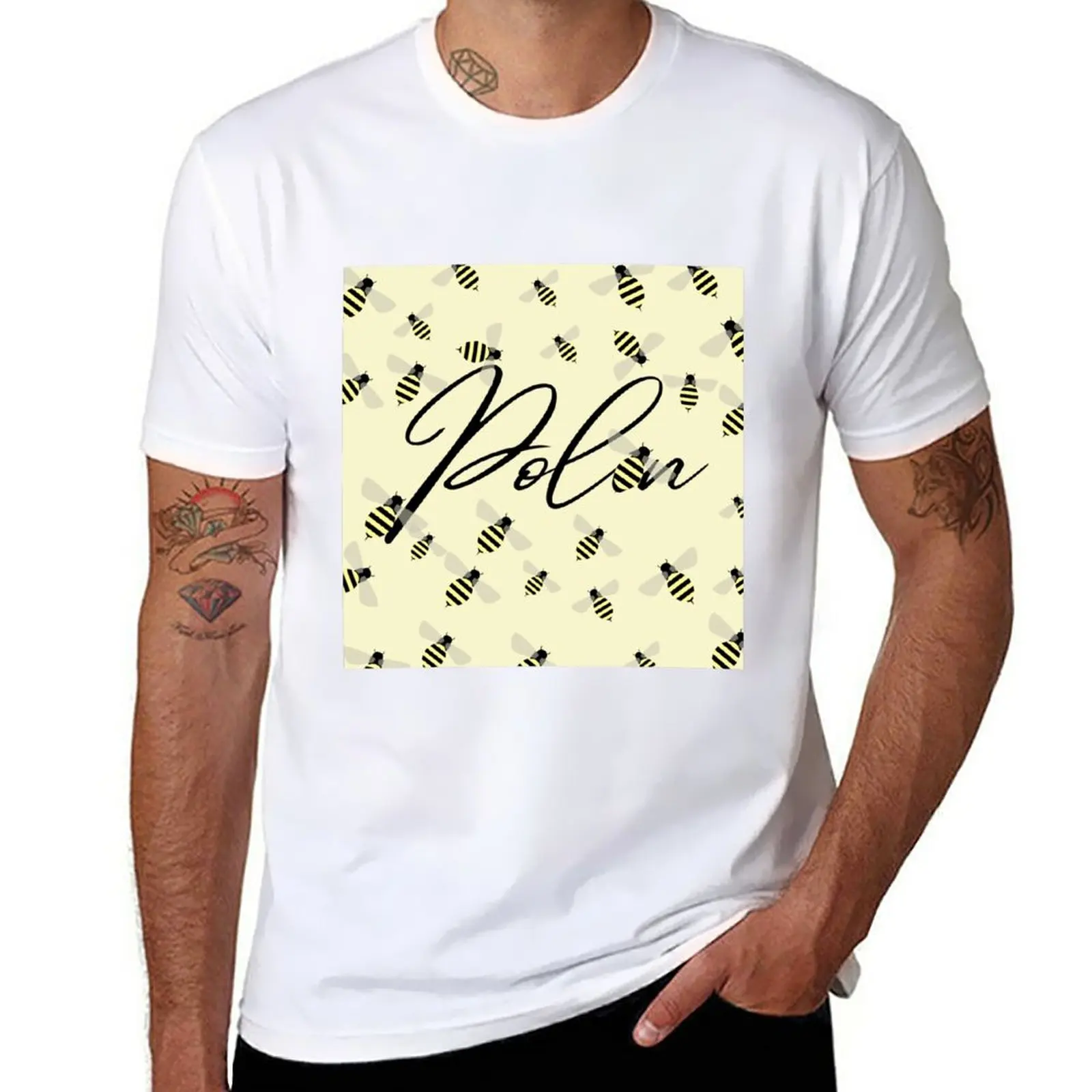 

New Bee Pattern T-Shirt t shirt man custom t shirts men clothing