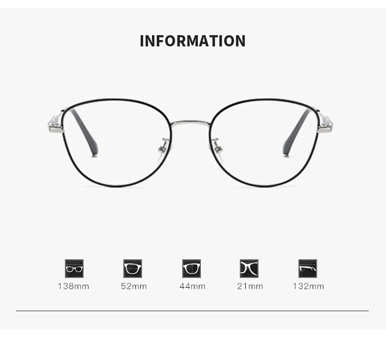 2025 Neue Mode-Cat-Eye-Brille, beliebt, ohne Gesicht, Brillengestell, licht verfärbte Myopie-Brille 050 – Detail 5