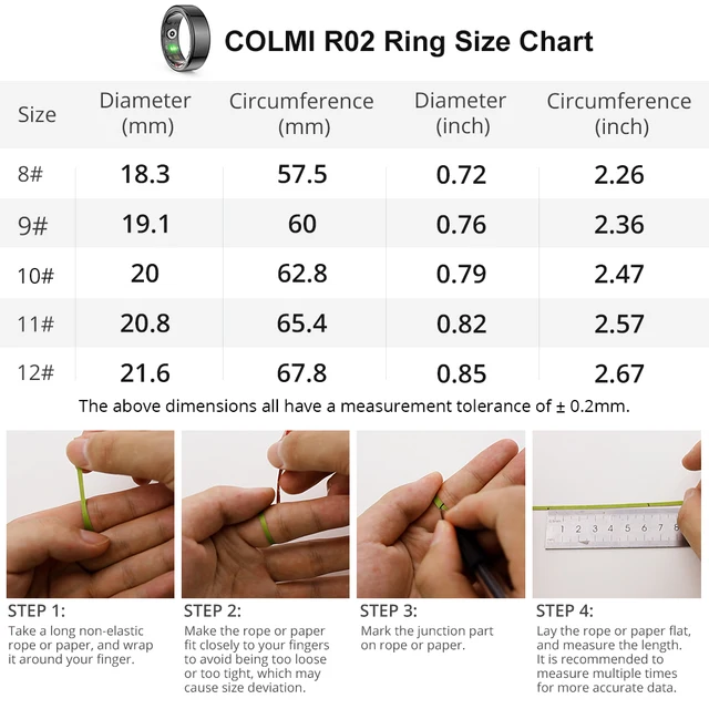 COLMI R02 Smart Ring Military Grade Titanium Steel Shell Health Monitoring IP68 & 3ATM Waterproof Multi-sport Modes 5