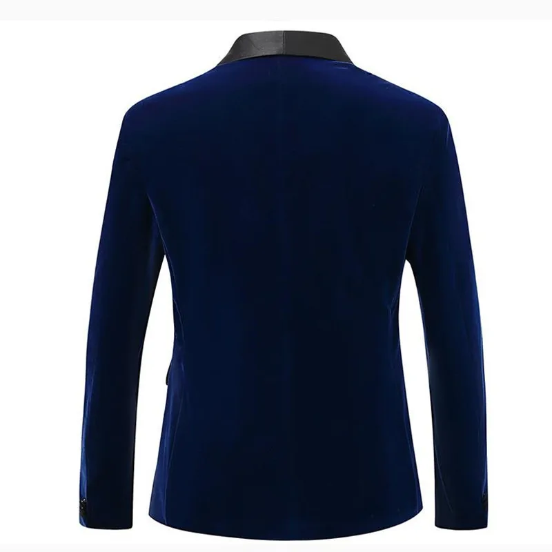 Mens Blazer High-grade Men Luxury Gold Velvet Suit One Button Slim Fit Jacket Blue / Red / Green New Homme Wedding Prom Party Dress Blazer