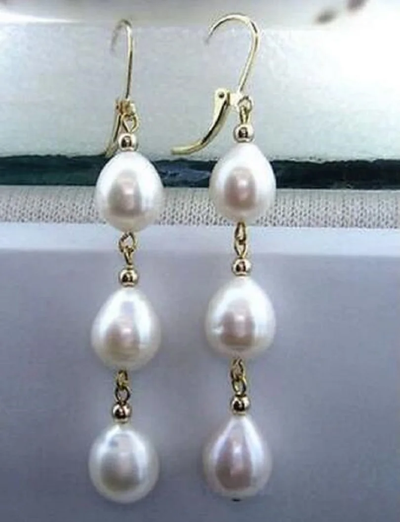 

New Charming AAA 9-12mm South Sea White Pearl Earrings 14k fine jewelryJewelry Making
