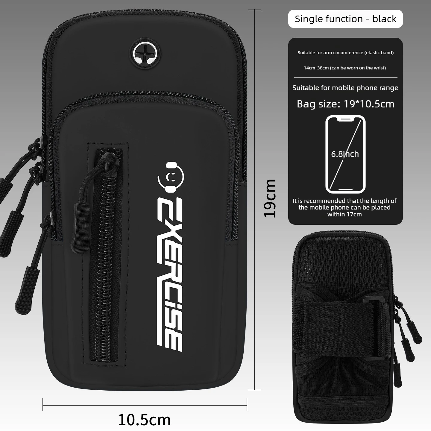 Haissky Multifunctional Wrist Running Bag with Zipper for Outdoor Fitness and Cycling