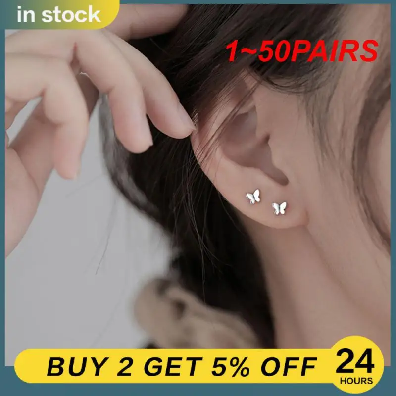

1-50 пар, серебряные серьги-бабочки