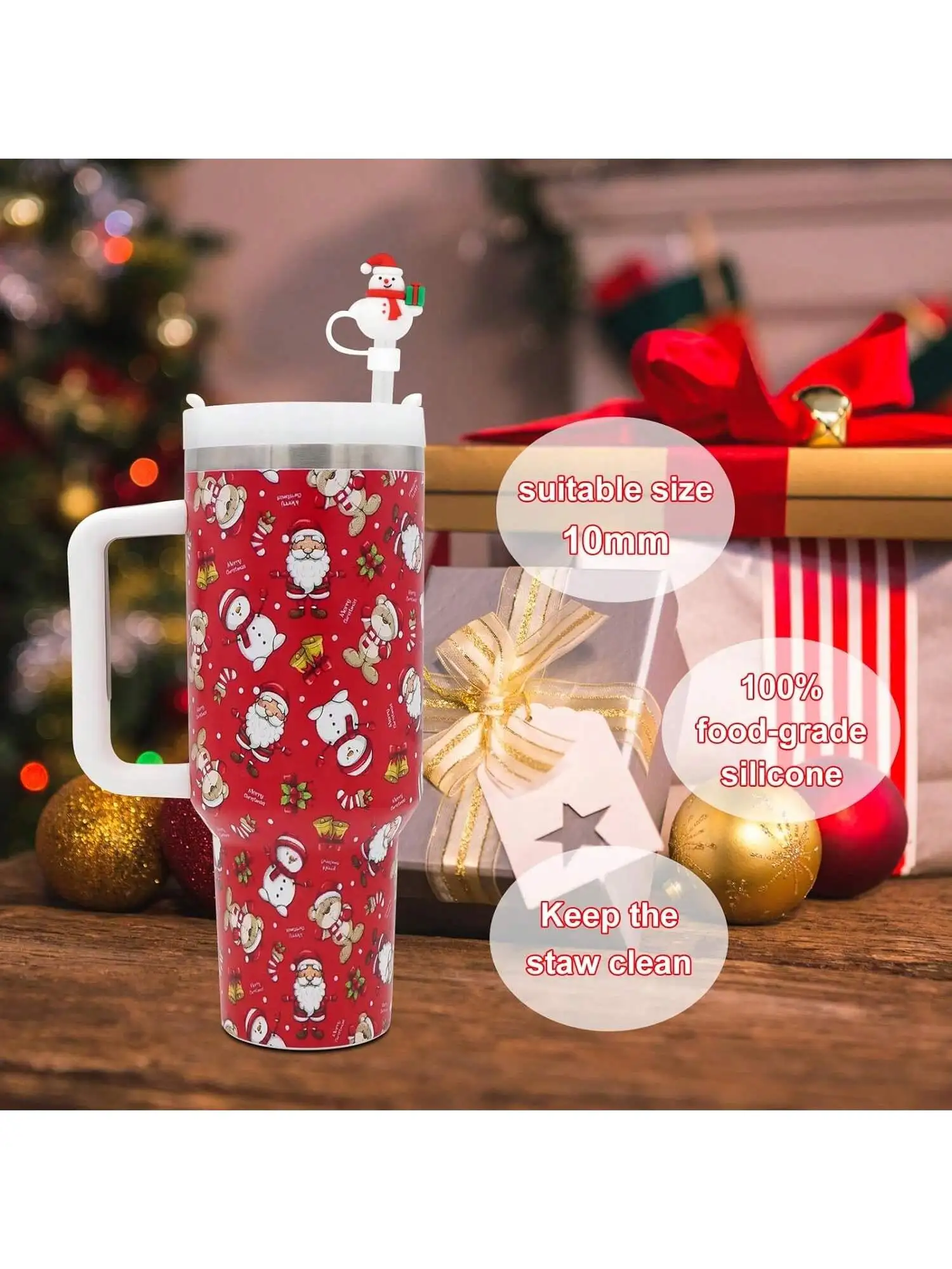 Straw Covers Christmas for Stanley Cup 40-20 OZ 0.4 Inches Silicone Caps  Accessories, Dust-proof And Leak-proof - AliExpress