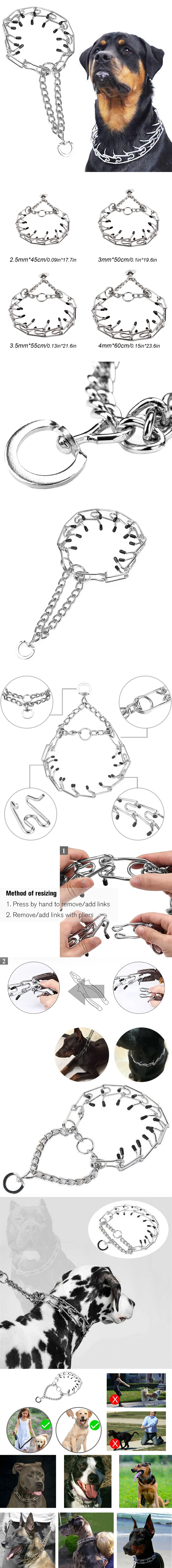 Pinch with Rubber Tips Adjustable Detachable Dog Choke Collar - PeticaDeals