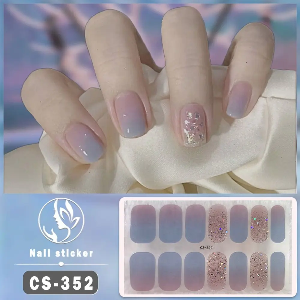 INS Trendy Gel Nail Stickers Foil Glittering Gel Nail Polish Strips Self-Adhesive Gel Full Nail Wraps Nail Art Stickers