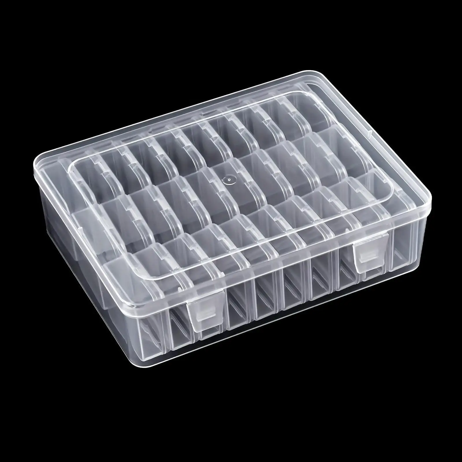 Clear Plastic Organizer Case 30 Small Boxes Empty for Beads Rings Ear Studs