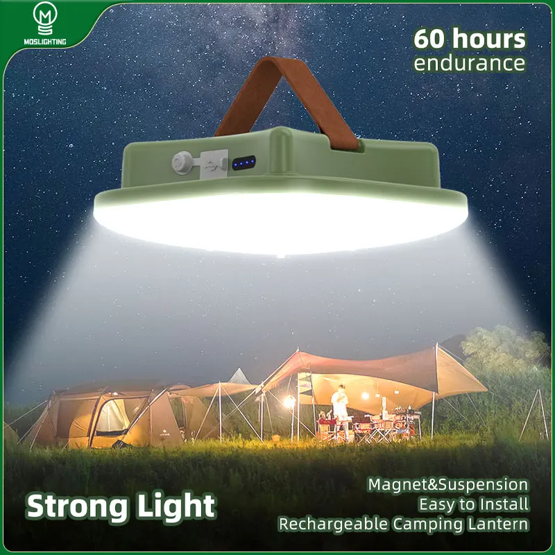 MOSLIGHTING 80W Camping Lantern Portable Flashlights Rechargeable IPX65 Waterproof 4 Modes Dimmable Hanging Tent Lamp