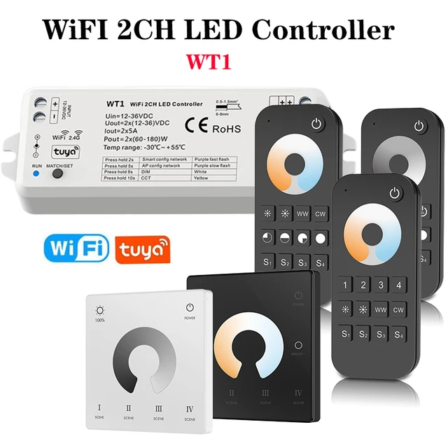 WT1 LED Dimmer 12-36V DC Smart Life 2.4G รีโมทคอนโทรล CCT Strip Controller 1