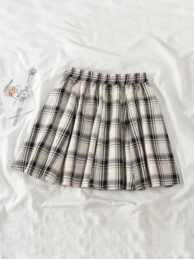 slazenger skort JMPRS Harajuku Plaid Skirt Women Kawaii Cute High Waist A-line Mini Skirt Summer Soft Girl Japanese Style Lolita Streetwear pleated midi skirt Skirts