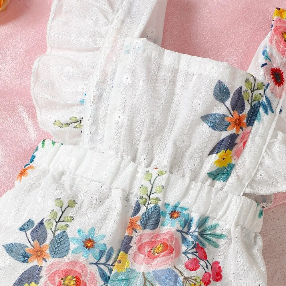 Floral Ruffle Baby Romper 4