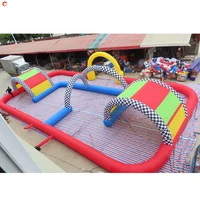 Fast Door Shipping 15x10m Optional Gokart Giant Inflatable Race Track Air Race Track Rc Mega Blow Up Arena Playground Toys 2