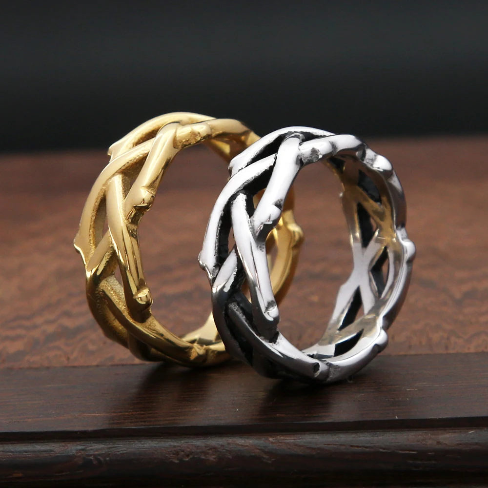 Neue Mode Punk Thorns Rebe Finger Ringe Für Männer Frauen 316L Edelstahl Silber/Schwarz/Gold Farbe Einfache Ring partei Schmuck
