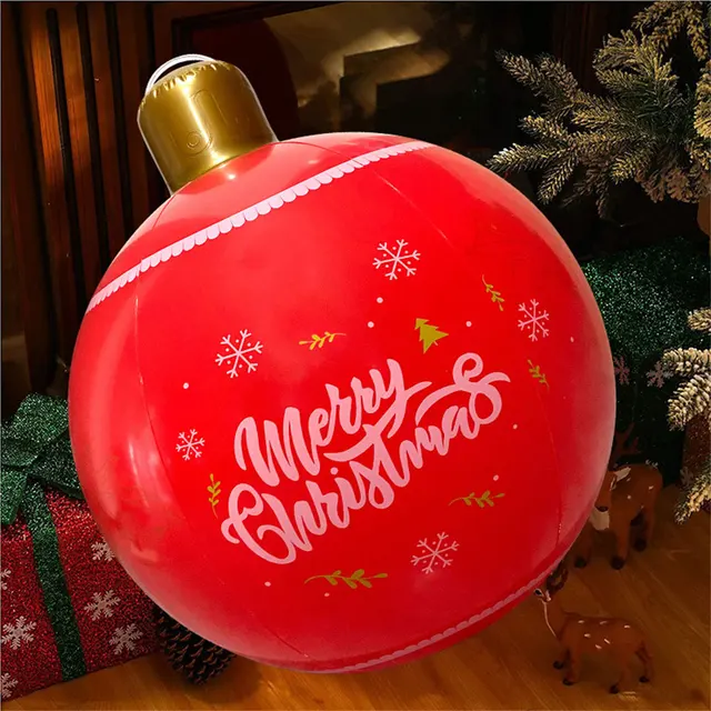 24 Inch PVC Inflatable Christmas Ball Outdoor Christmas Decorations Christmas Decorations Ball Holiday Yard Lawn Porch Decor 3