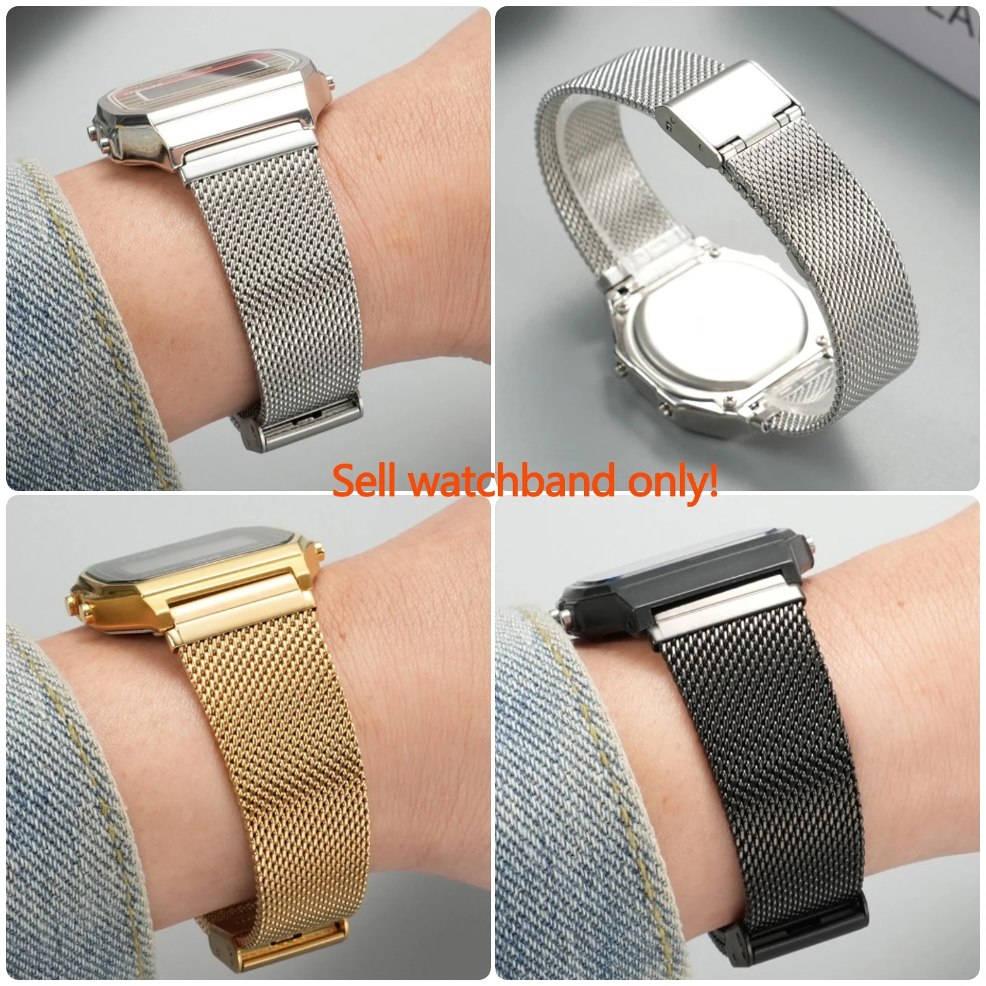 Stainless Steel Watchband for Small Square Metal Watches
