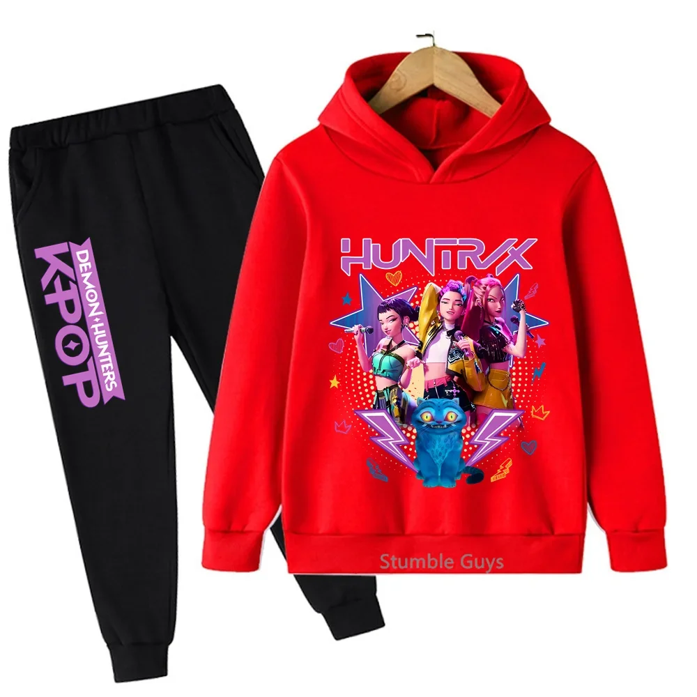 Kpop Demon Hunters Kids KPop Demon Hunters Huntrix Hero Group Girls Slouchy Sweatshirt Kpop Demon Hunters Sweatshirt