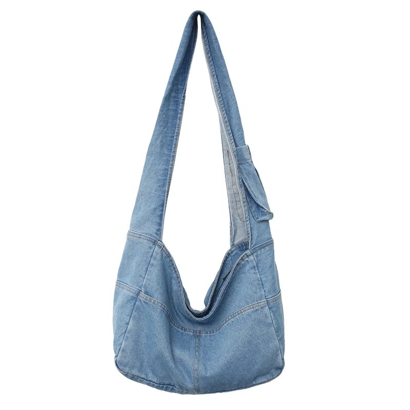 thumbnail image 1 of Bolso de mezclilla para mujer 2022, nuevo bolso ecológico reutilizable para mujer, bolso de lona para compras, bolsos de viaje, bolsos de hombro, bolsos cruzados para jeans unisex, bolsos de compras, 1 of 5