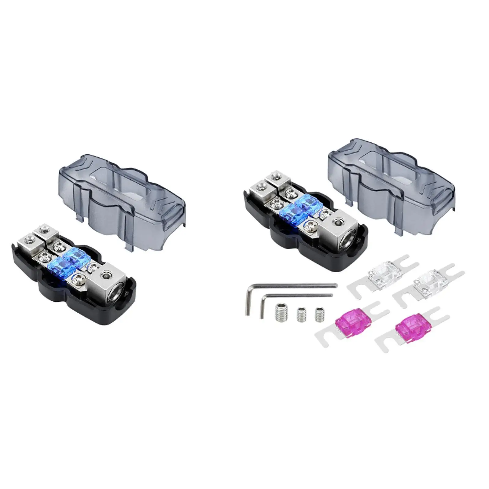Fused Distribution Block 1 in 2 Out Output 2x 4/8 60A 80A 100A Portable Accessories Fuse Holder for Cars Rvs Yachts Ships Fused Distribution Block 1 in 2 Out Output 2x 4/8 60A 80A 100A Portable Accessories Fuse Holder for Cars Rvs Yachts Ships