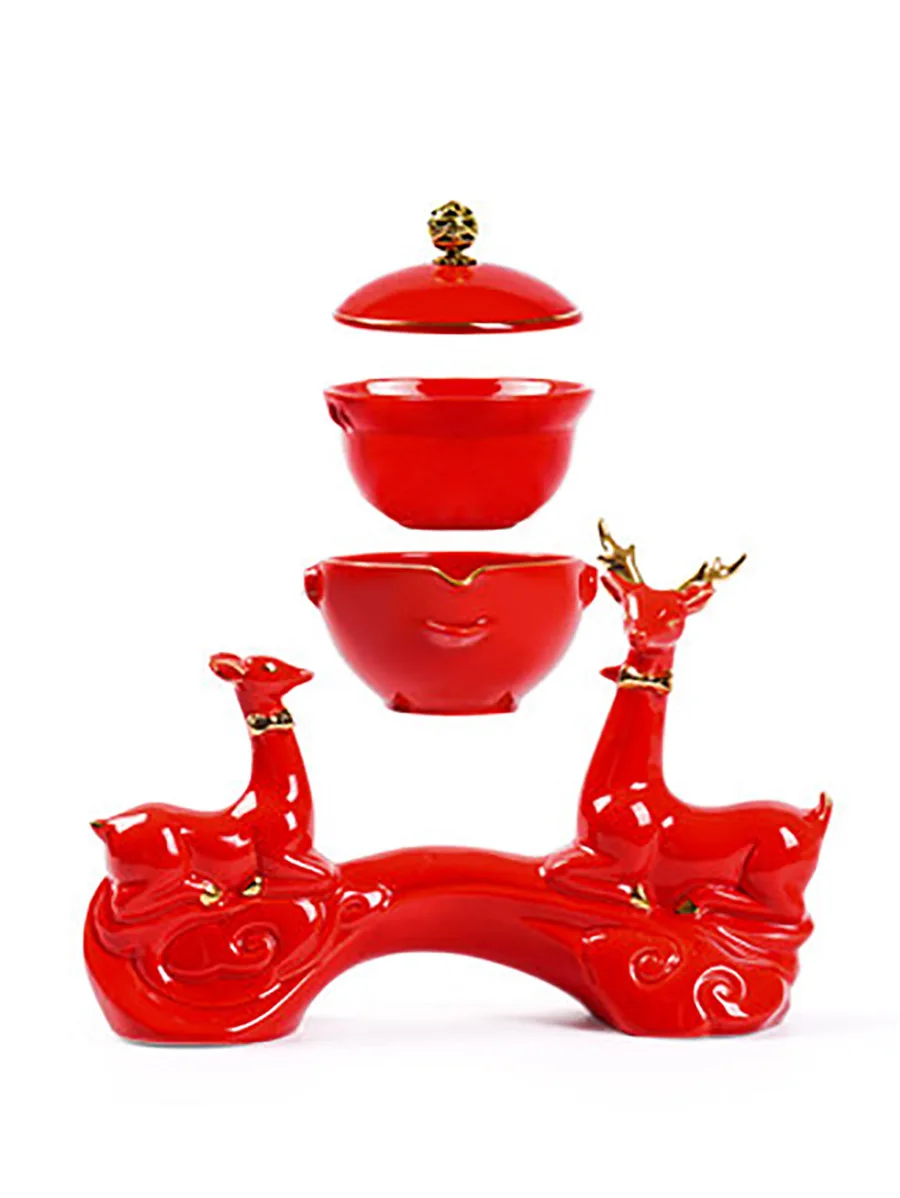 Automatic Kung Fu Tea Set, Traditional Chinese Red Tea Set, Semi-automatic Office Tea Set, Lazy Ceramic Teapot, Creative Cup,