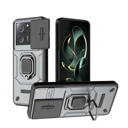 Enhanced Protective Sliding Camera Case with Magnetic Holder for Mi 13T Pro (Gun Gray)