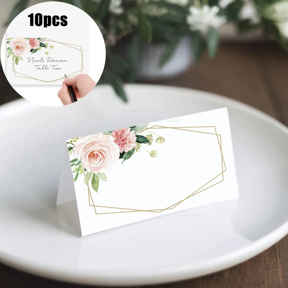 Simple Fresh Watercolor Flowers Wedding Seating Number Table Card Name Place Cards Christmas Birthday Party Greeting Card 10pcs greeting cards wedding table cards
