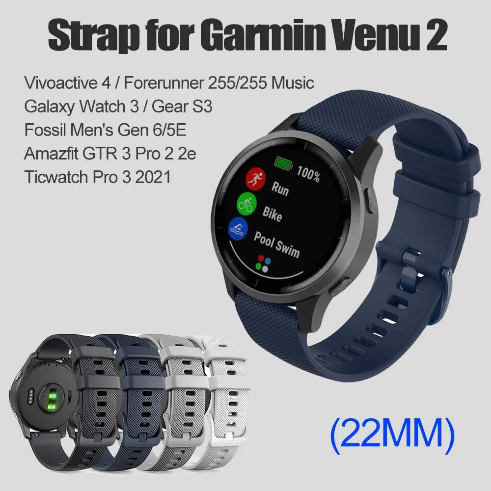 Breathable 22mm Silicone Sports Band Strap - Vibrant Color Replacement Bracelet