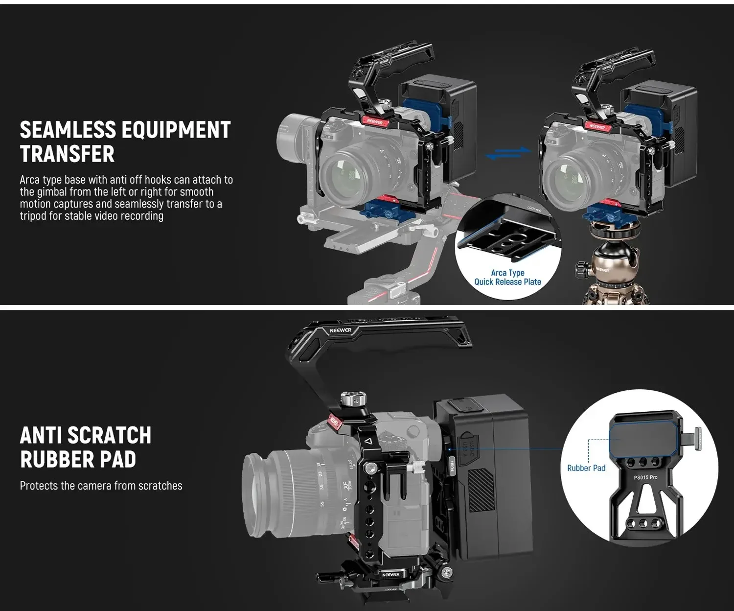NEEWER PS015 Pro faltbare V-Mount-Batterieplatte mit Arca Quick Release-Grundplatte 10106370 – Detail 5