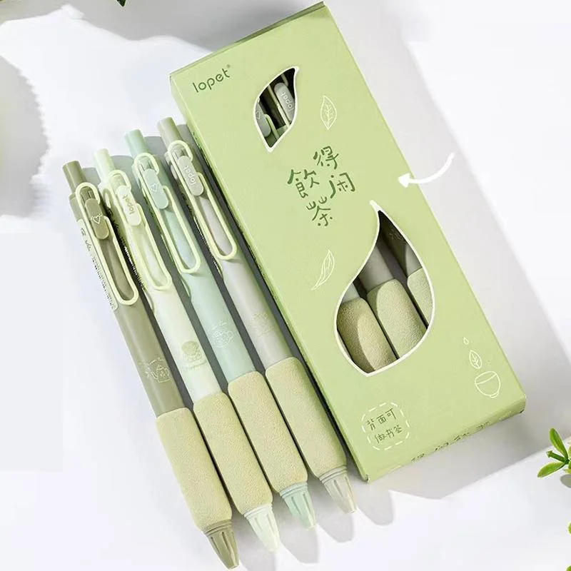 Lopet 4pcs Gel Pen Set Coffee Soft Bread Cute boligrafo gel 0.5MM Black Ink Refills boligrafos kawaii Quick Dry Writing canetas 2
