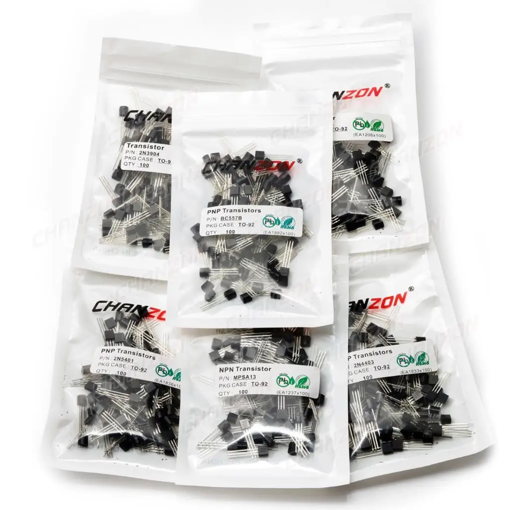 100PCS TO-92 Bc547 2N3904 2N7000 2N2222A 2N5551 2N3906 Bc337B Bc557B S8050 S8550 2N5401 Bc547B 2N4401 2Sa1015 NPN PNP Transistor