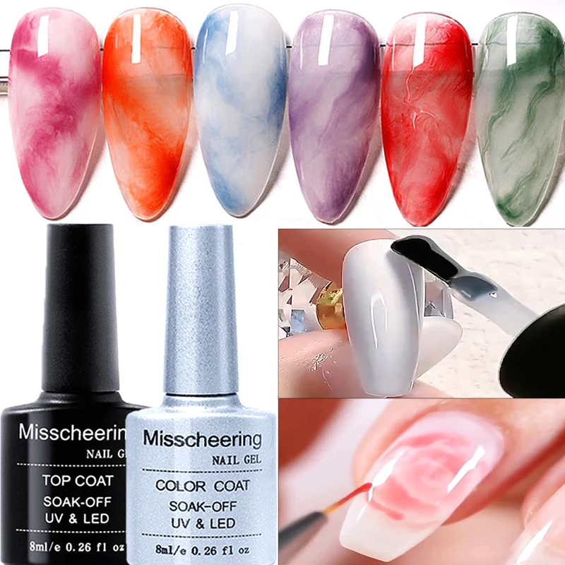 

8ML Nail Art Transparent Blossom Gel Nail Polish Marble Gradient Blooming Effect Soak Off Halo Dyeing UV Gel Nail Glue Varnish