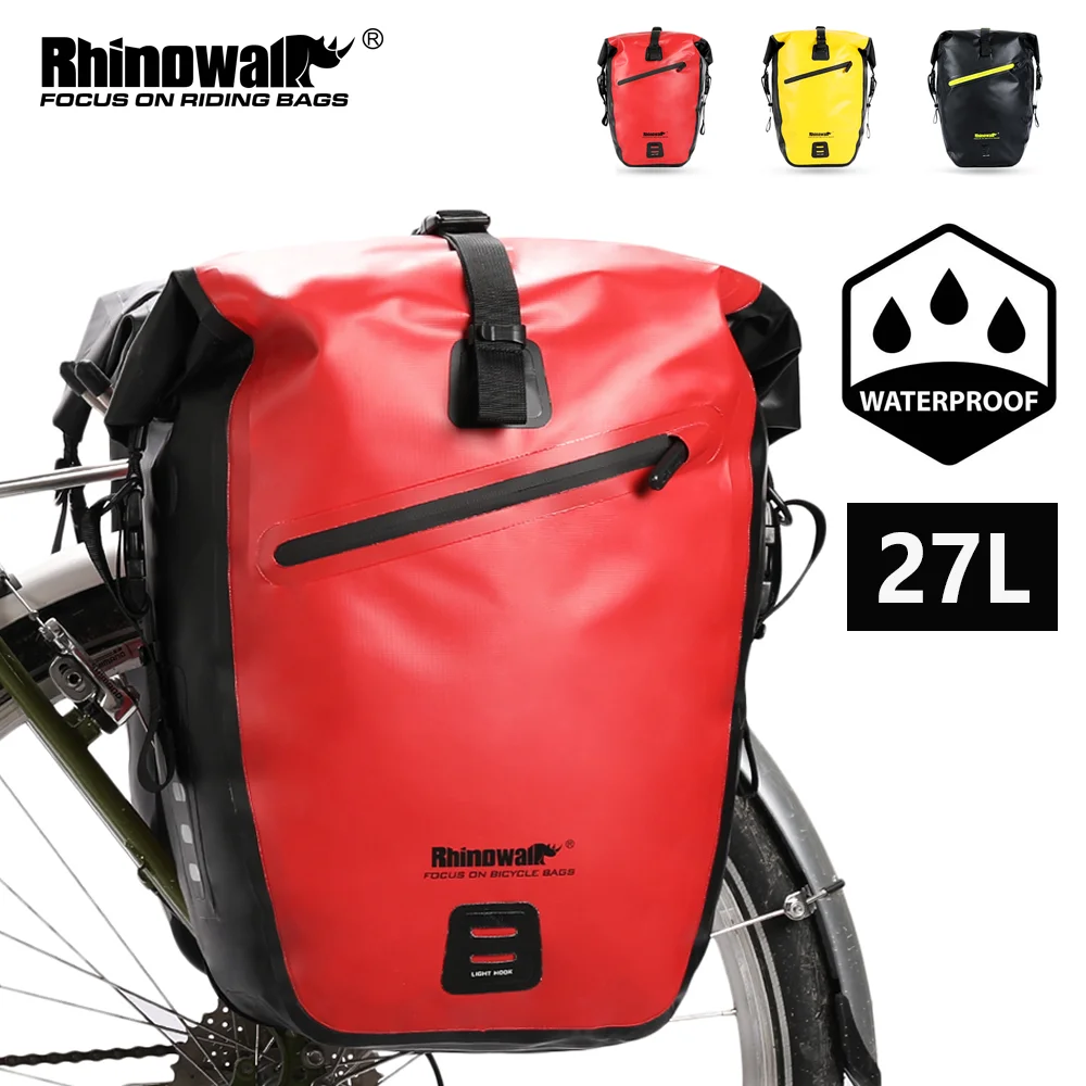 

Rhinowalk Bike Side Rack Bag 100%Waterproof Dry 27L Cycling Backpack Outdoor Travel Tail Pack Luggage Fits For MTB Road Bike