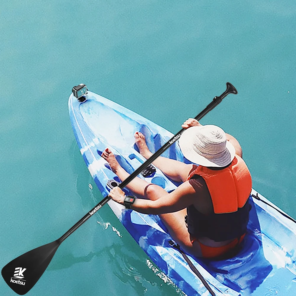 3-Piece Detachable SUP Paddle Adjustable Length SUP Surfpaddle Aluminum Alloy Single Head Paddle for Outdoor Water Sports