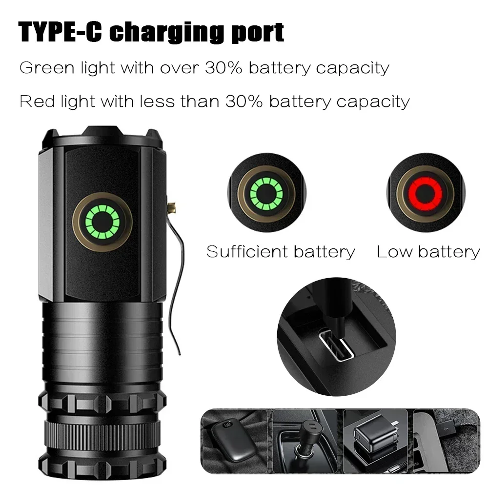 HYVCZP Confezione da 1/2/3 torce a LED, super luminosa, 5 modalità di messa a fuoco regolabile, impermeabile, leggera, mini torcia portatile per