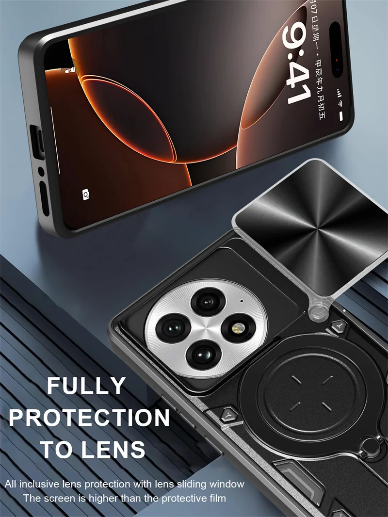 Armor Shockproof Case with Lens Protector and Magnetic Car Ring Stand