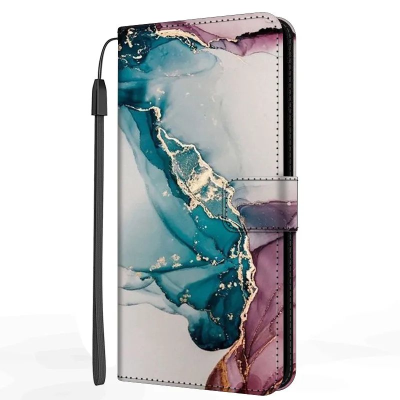 Elegant Marble Design Leather Flip Wallet Phone Case Cover