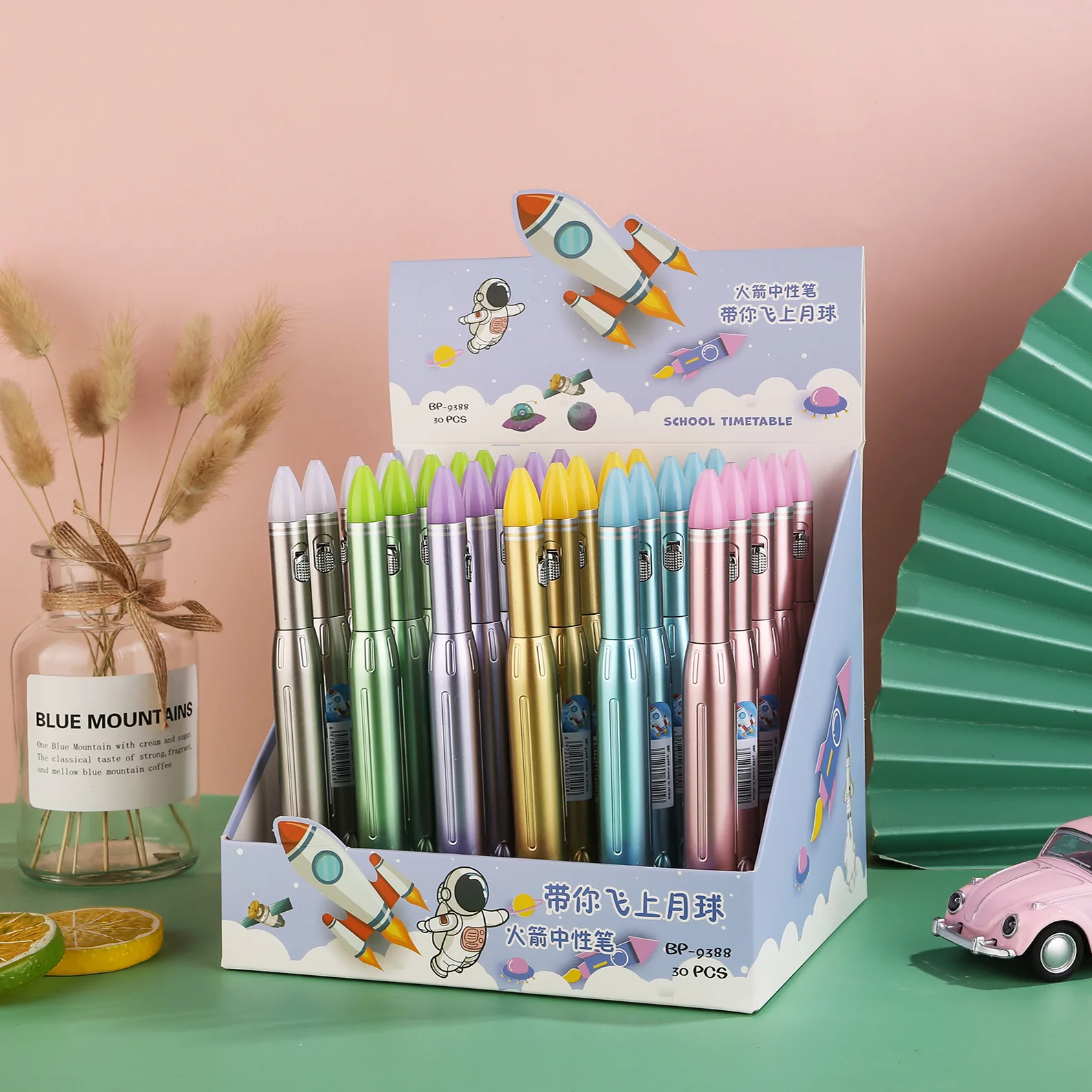 

30 pcs/lot Creative Rocket Light Gel Pen Cute 0.5mm black Ink Signature Pens Promotional Gift Office School Supplies