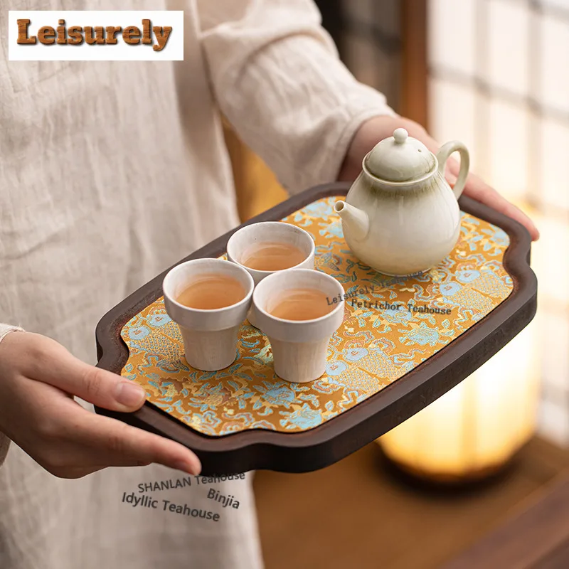 Koi Walnut Color Rectangular Tea Tray Japanese Cuisine Table Coffee Storage Board Trays Provide For Hospitality Dishes For Gift