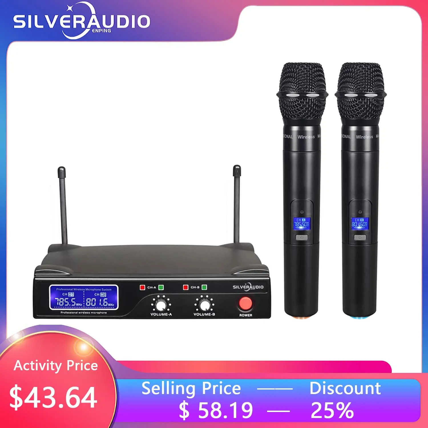 

GAW-U300 Профессиональный Двухканальный UHF беспроводной микрофон ручной микрофон для студии караоке