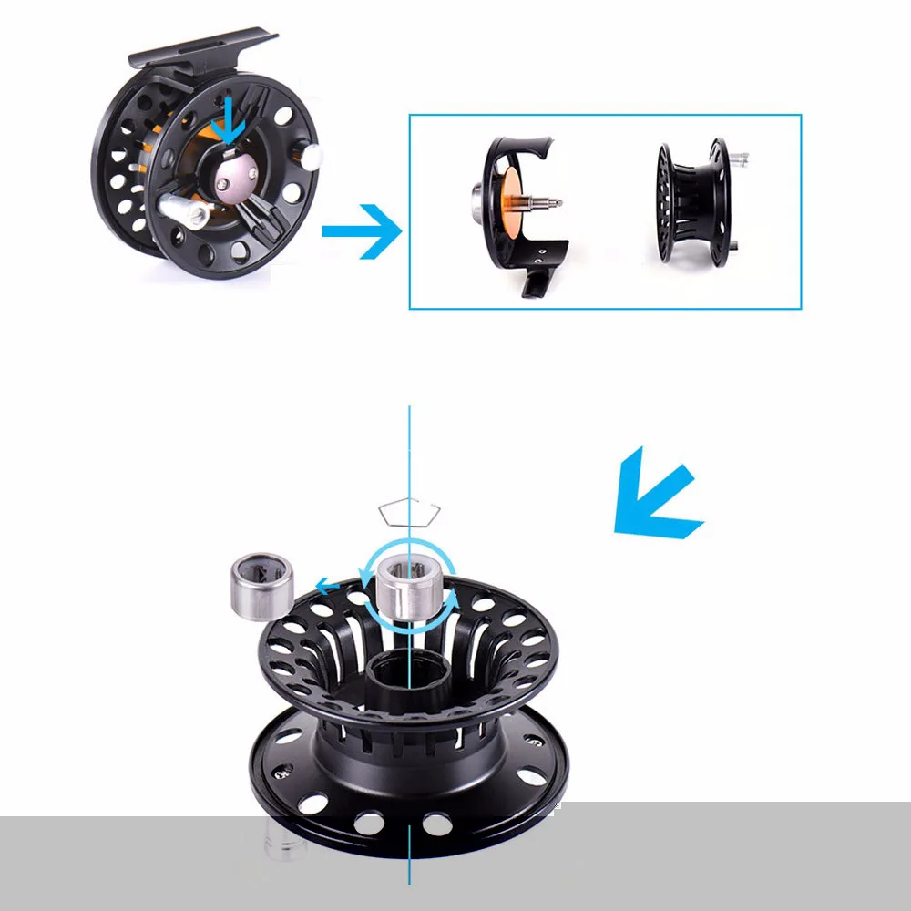 새로운 플라이 낚시 릴 75mm 사이즈 교체 가능 대형 아버 알루미늄 합금 CNC 머신 캐스팅 플라이 낚시 휠 액세서리