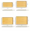 Bamboo Tray Diamine Japanese Dinner Plate Imitation Bamboo Pattern Tea Tray Plastic Storage Tray Thickened Fall-proof Tray 6