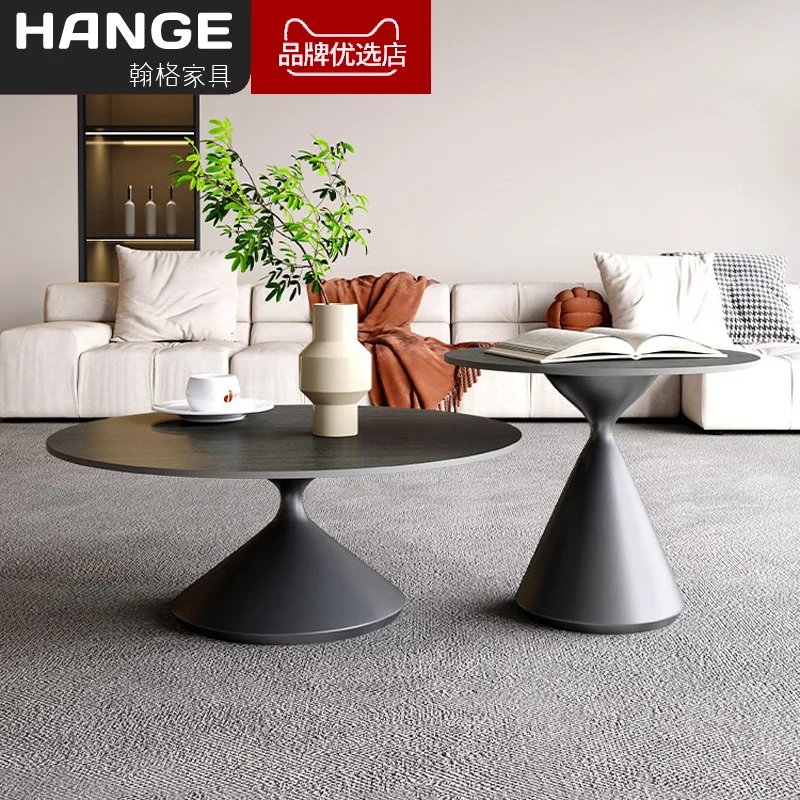 

Italian Minimalist Large Flat Living Room Creative Designer Black and White Silent Style Tea Table
