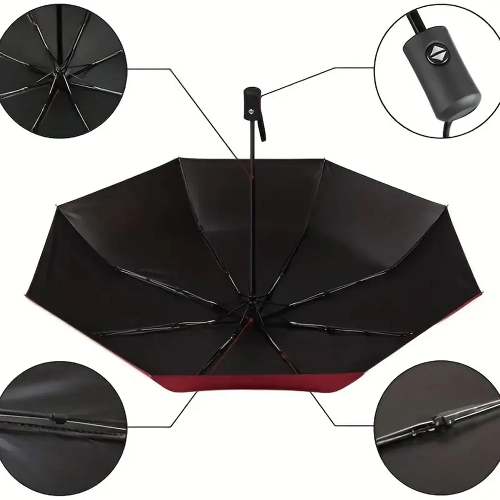 Windproof Travel Umbrella Wind Resistant Small-Compact Light Automatic Strong Steel Shaft Mini Folding and Portable