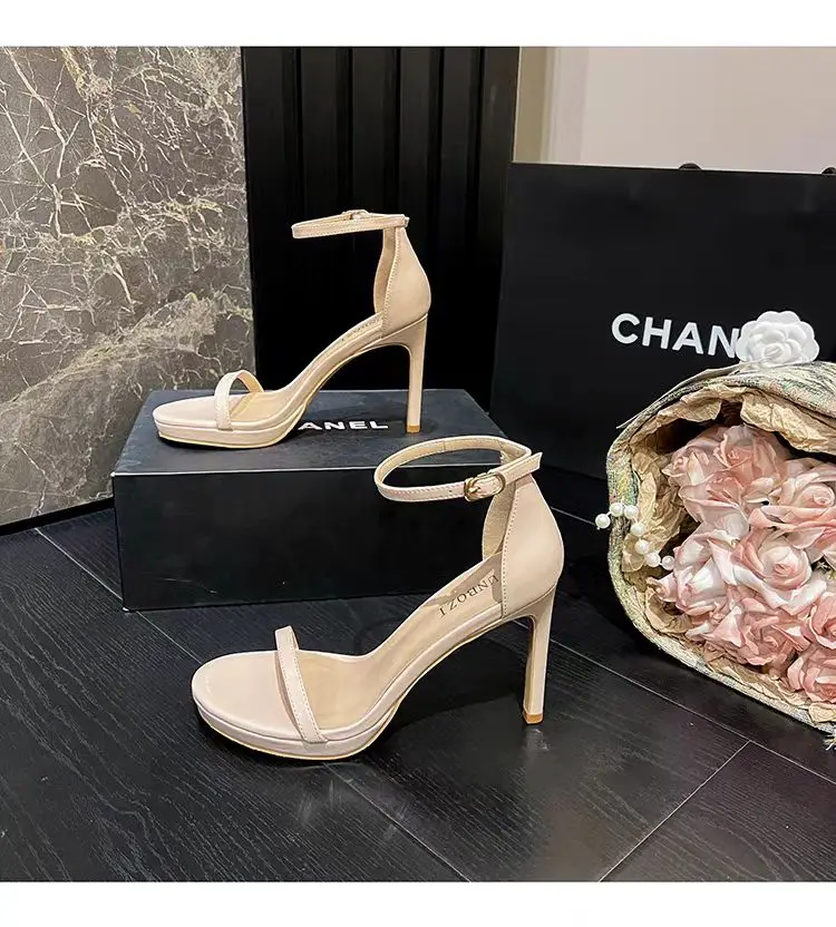 Neue 2025 Schwarz Sexy Open-Toe High Heels Damen Sommer Dünne Ferse Ultra-Hohe Plattform Wasserdichte Stiletto Schuhe koreanischen Stil – Detail 27